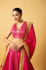 Pink Ombré Modal Satin Lehenga