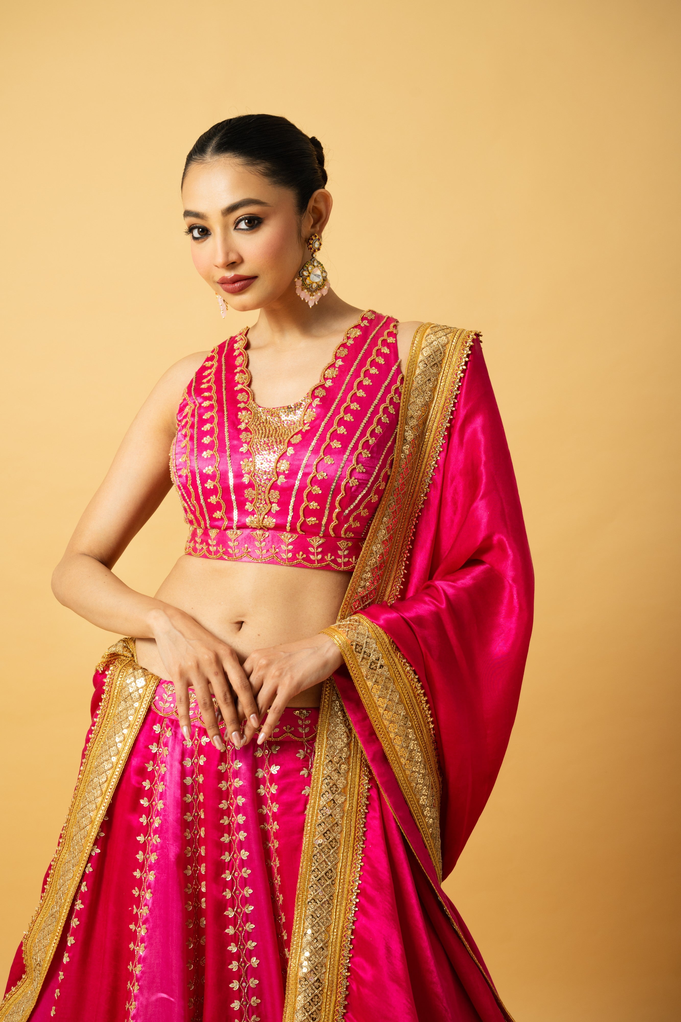 Pink Ombré Modal Satin Lehenga
