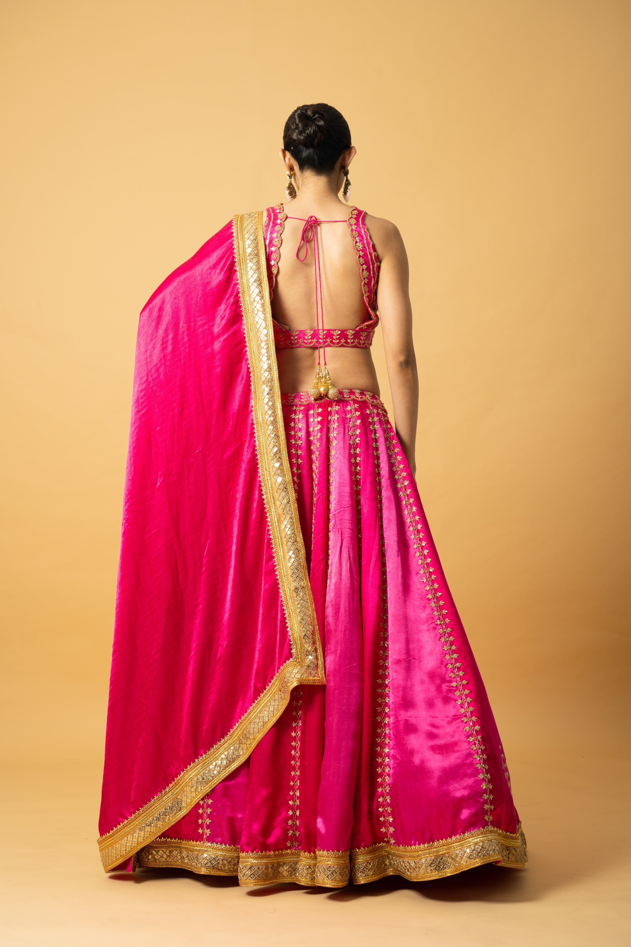 Pink Ombré Modal Satin Lehenga
