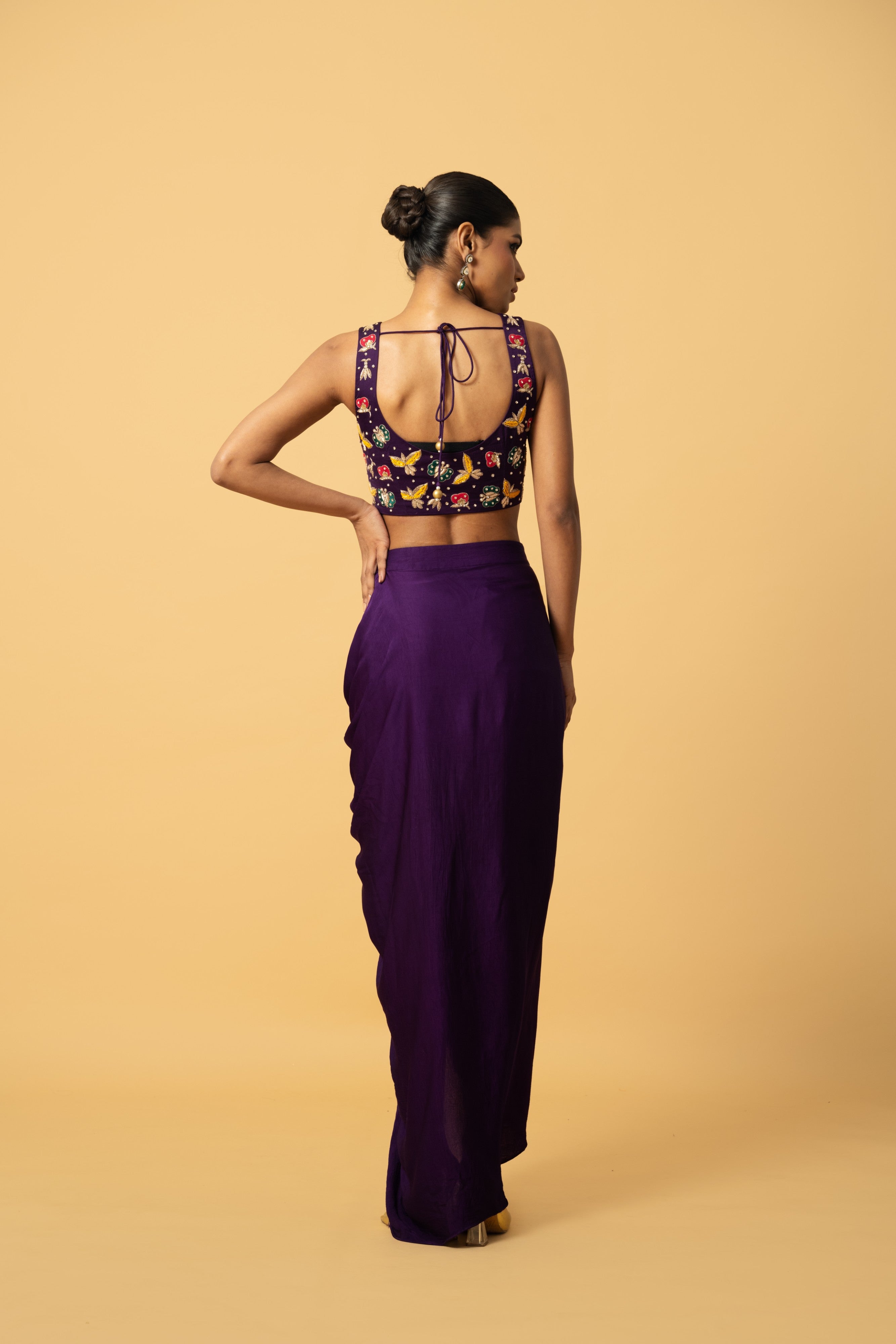 Violet Co-Ord Set with Cape