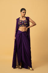 Violet Co-Ord Set with Cape