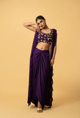 Violet Co-Ord Set with Cape