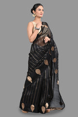 Black Pure Organza Silk Banarasi Handloom Saree