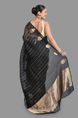 Black Pure Organza Silk Banarasi Handloom Saree