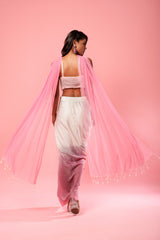 Ivory and pink ombre dhoti style dress