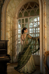 SAGE GREEN TROPICAL PRINTED LEHENGA SET