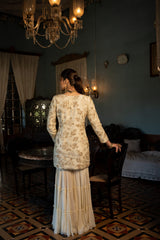 IVORY SELF WOVEN KURTI SET