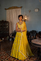 REFRESHING YELLOW SELF WOVEN LEHENGA SET