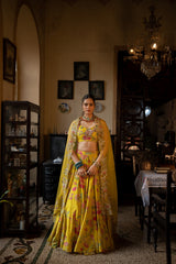 REFRESHING YELLOW MULTI FLORAL LEHENGA SET