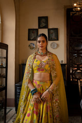 REFRESHING YELLOW MULTI FLORAL LEHENGA SET