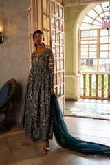 TROPICAL WILDFLOWER V-NECK ANARKALI SET