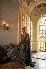 TROPICAL WILDFLOWER V-NECK ANARKALI SET