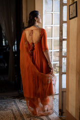 BURT ORANGE ANARKALI SET