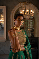 EMERALD GREEN
MIRROR BLOUSE LEHENGA SET