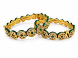 Emerald Polki Floral Kada Set