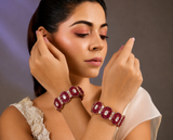 Pink Moissanite Polki Statement Kada Bangle Pair