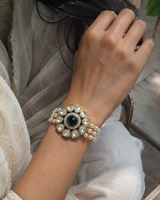 Emerald Polki Floral Pearl Bracelet