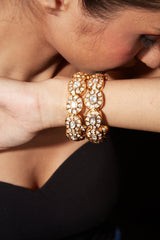 Gold Plated Kundan Polki Studded Screw Openable Bangles, Set of 2
