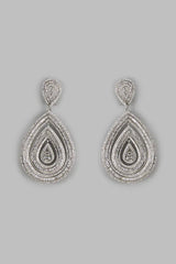 Silver-Tone Teardrop Cubic Zirconia Statement Earrings