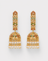Bar Jhumka Earrings with Pearl Fringe