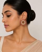 Floral Polki Hoop Earrings