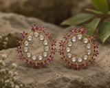 Floral Polki Hoop Earrings