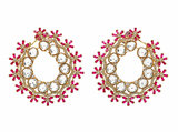 Floral Polki Hoop Earrings