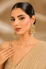 Polki Jhumka Earrings with Pearl Drops