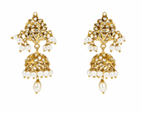 Polki Jhumka Earrings with Pearl Drops