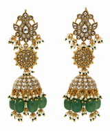 Emerald Green Polki Jhumka Earrings