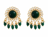 Emerald Stud Earrings with Pearl & Bead Drops