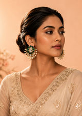 Emerald Floral Polki Earrings