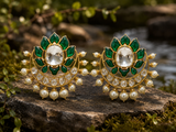 Emerald Floral Polki Earrings
