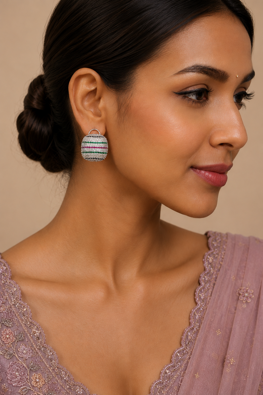 Diamond Look Multicolor Stone Stud Earrings