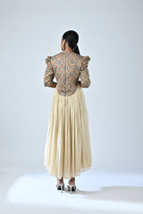 Ajrakh embellished gathered dress