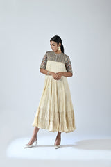Ajrakh short yoke tiered dress