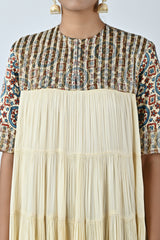 Ajrakh short yoke tiered dress
