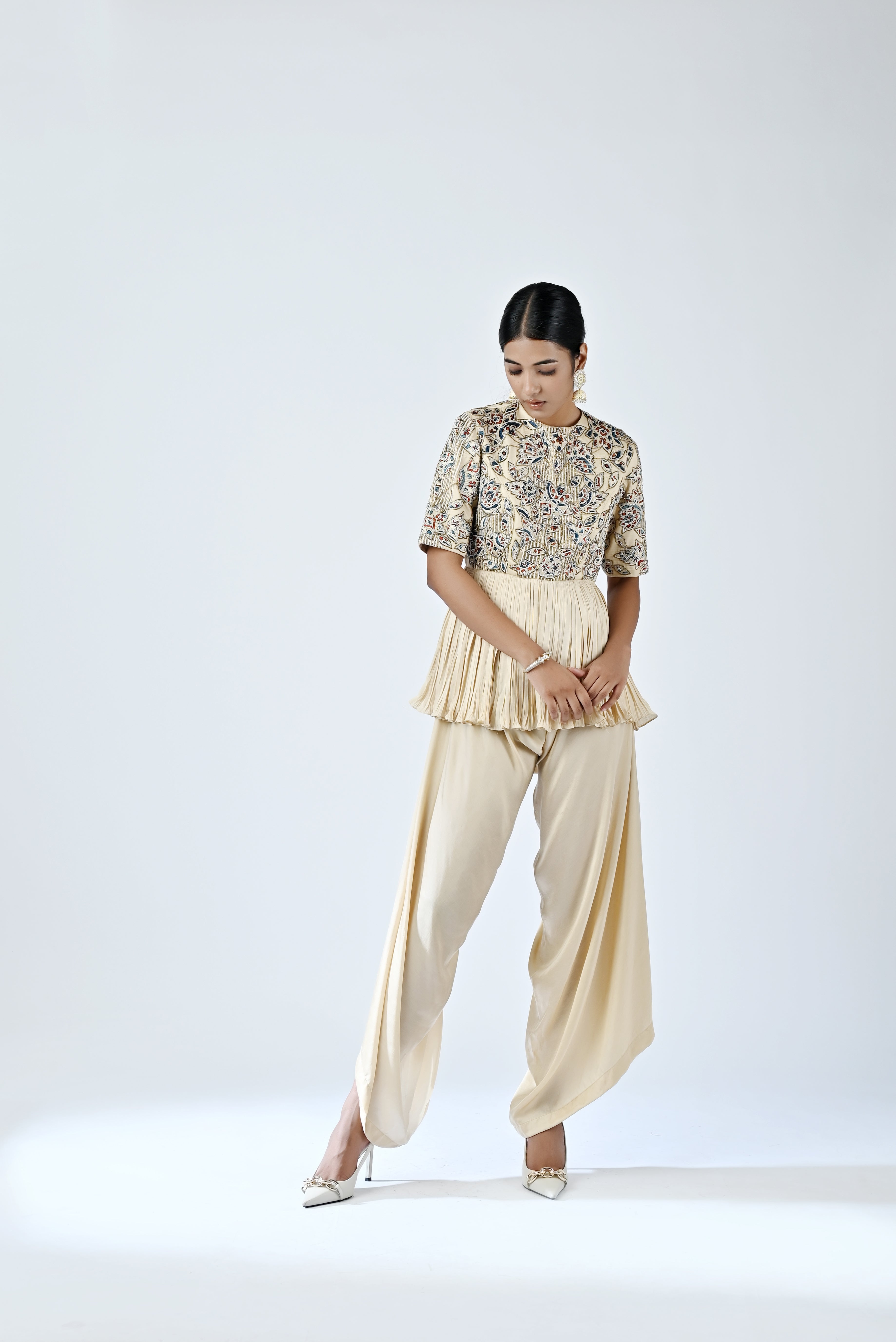 Ajrakh embroidered gathered jumpsuit