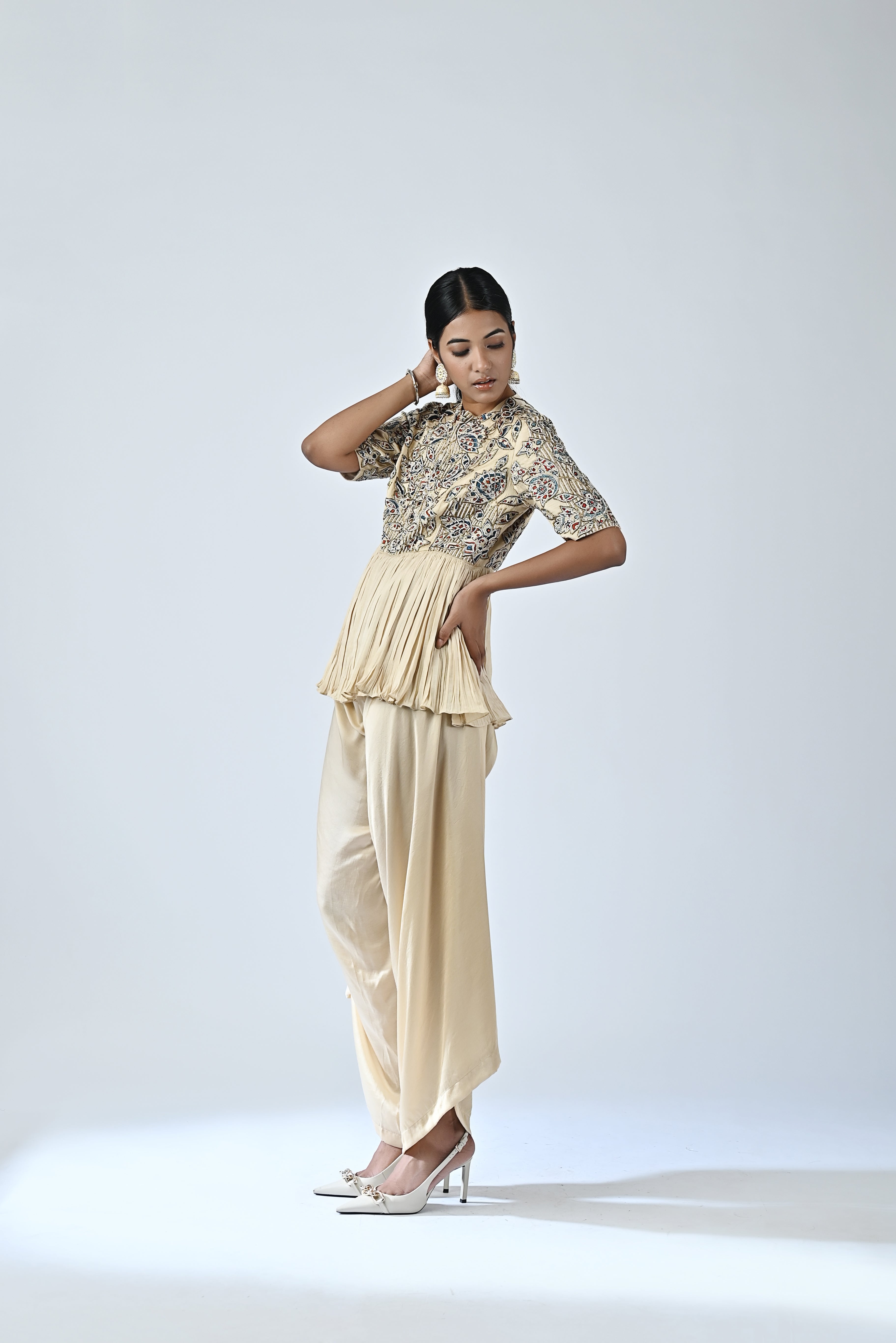 Ajrakh embroidered gathered jumpsuit