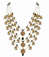Layered Kundan & Emerald Beaded Necklace Set