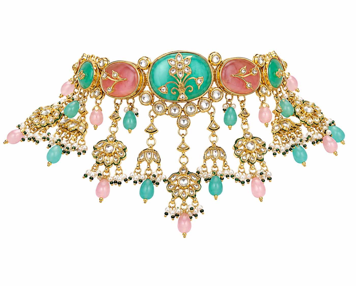 Pastel Kundan Floral Choker Set