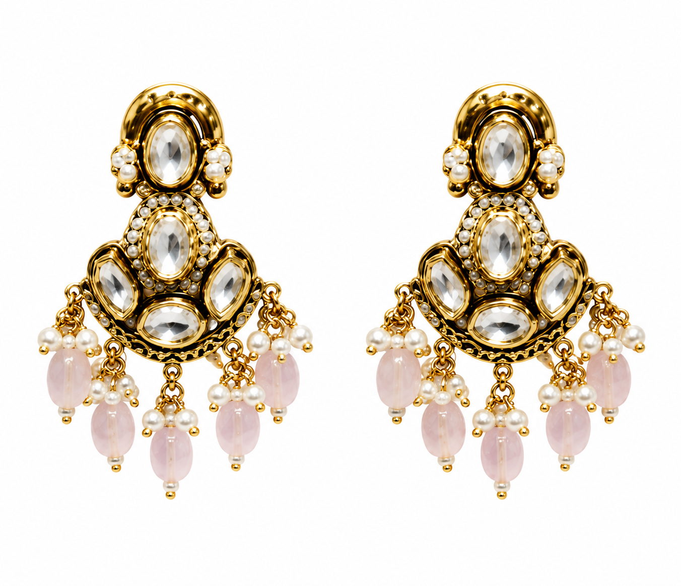 Kundan Pastel Pink Beaded Choker Set