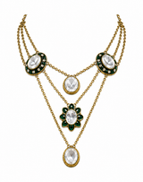 Emerald Kundan Layered Necklace Set with Drop Earrings