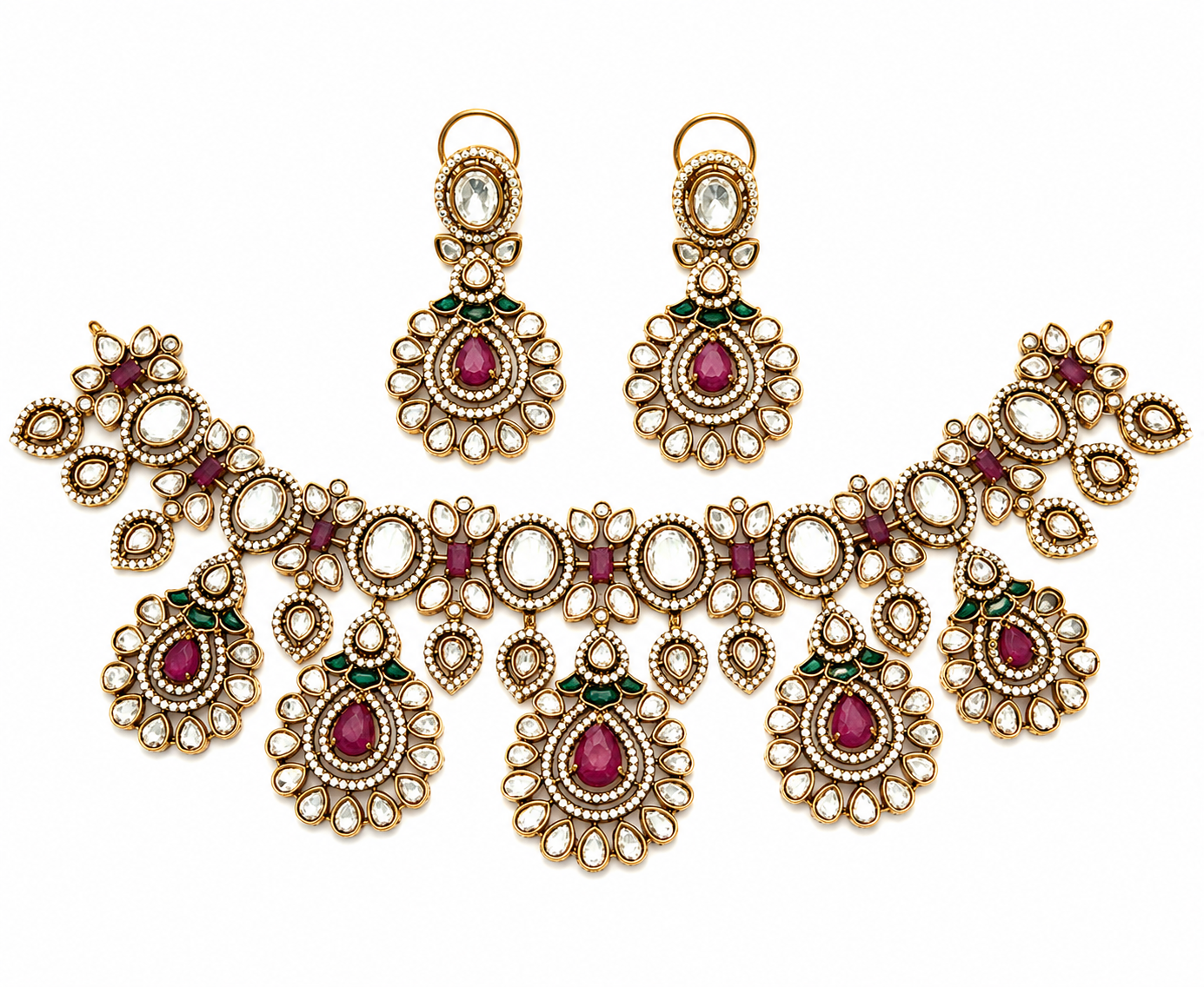 Ruby Kundan Statement Necklace Set