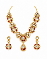 Ruby Kundan Choker Necklace Set with Drop Earrings