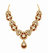 Ruby Kundan Choker Necklace Set with Drop Earrings