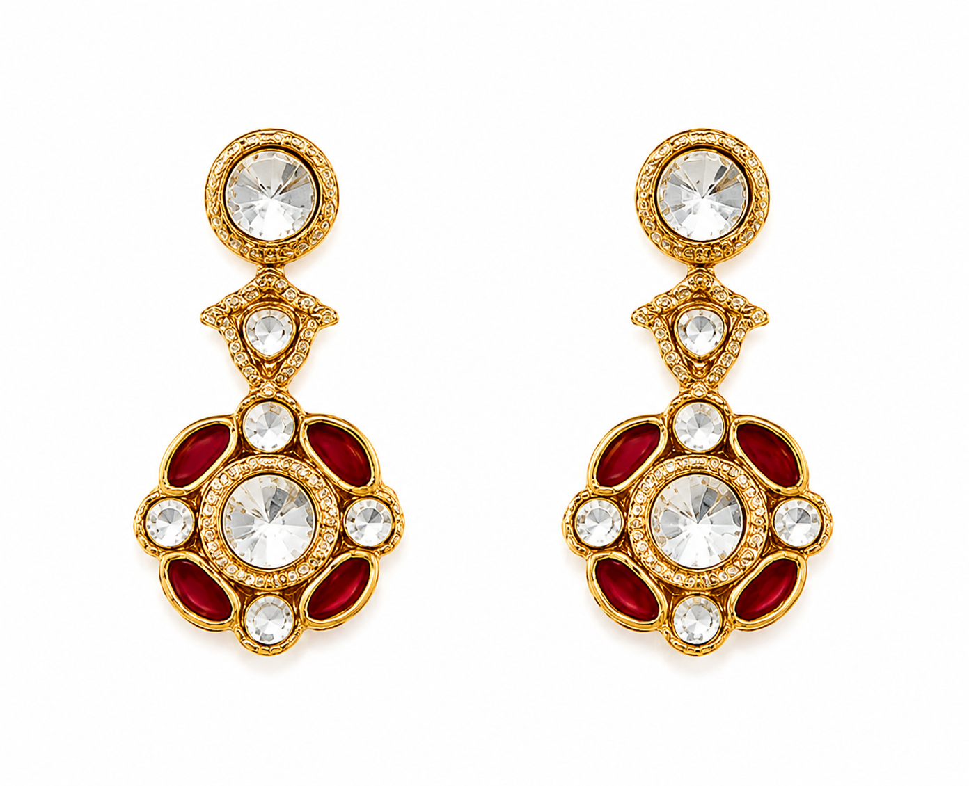 Ruby Kundan Choker Necklace Set with Drop Earrings