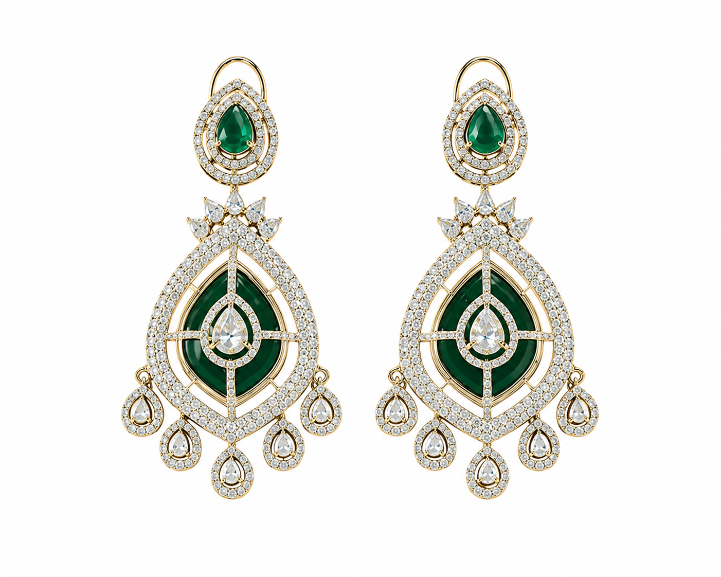 Emerald Layered Statement Necklace Set