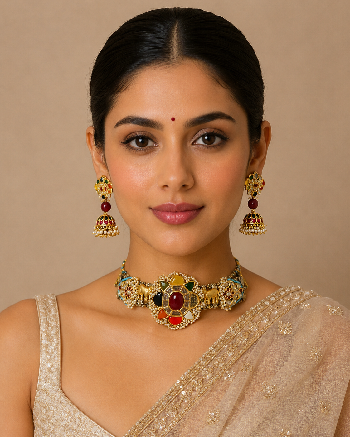 Navratna Floral Choker Set