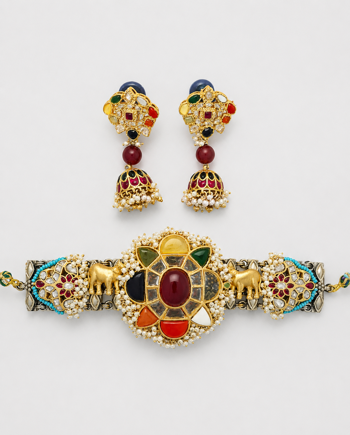 Navratna Floral Choker Set